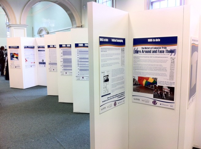 LGBTQ+ Oral History Project Pilot Exhibition at Leicester Central Library.