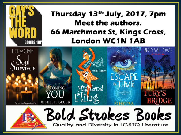Bold Strokes Books authors including Anna Larner at Gay's The Word Bookshop, London