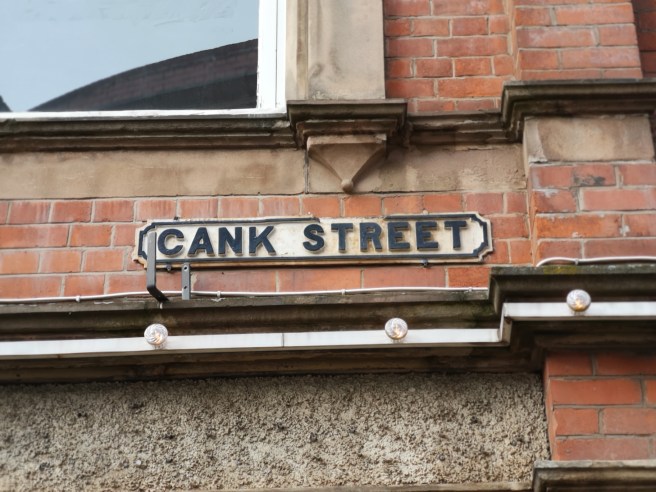 Photo of Cank Street in Leicester. The fictional lodgings of Edith Hewitt.