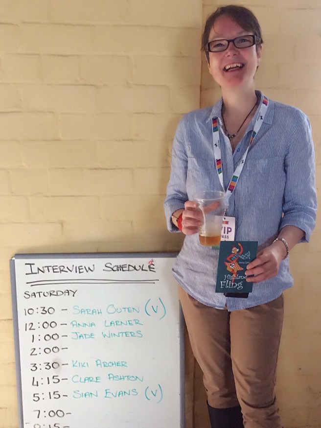 Lesbian Romance Author Anna Larner delighted to be at Lfest ahead of her book reading and interview.