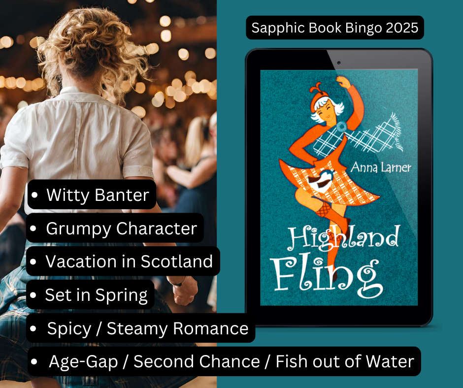 Sapphic Book Bingo 2025 Spicy age-gap lesbian romance set in the Scottish Highlands nr Loch Ness